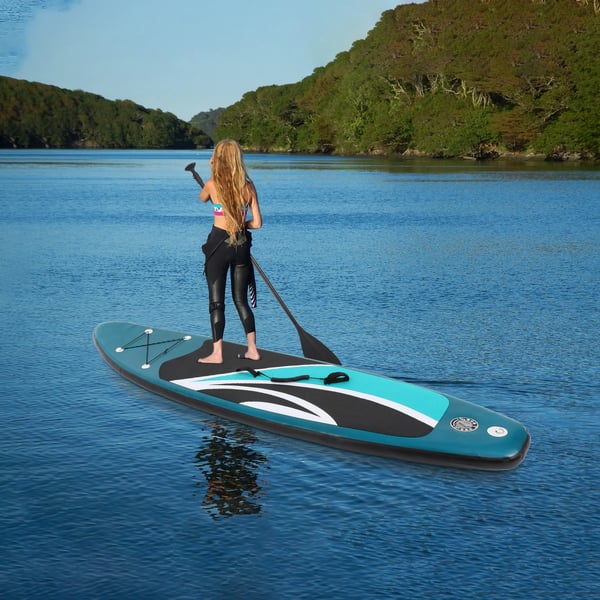 Ilmatäytteinen SUP-setti - SUP-lauta Paddle Board - 305×76×10 cm - Liukumaton Kansi - 150 kg Kantavuus - 12–15 PSI - Pumppu, Mela, Evä - Keltainen