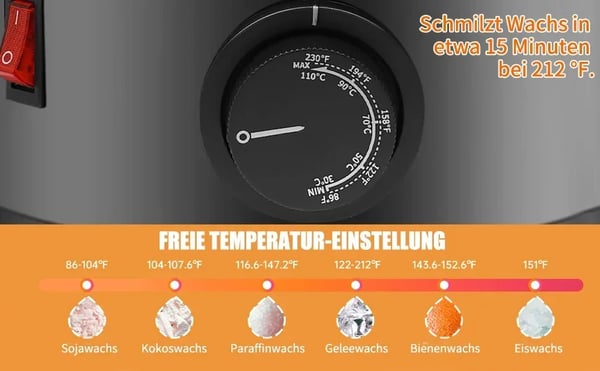 Professionel vokssmelter til lys - ML-15K - 10,8 L Kapacitet - LED-display - Temperaturstyring - 201 Rustfrit Stål - Sølv