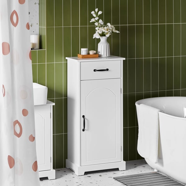 Kommode i træ - Smal skuffekommode - 42×30×93 cm - Selvmontering - Hvid