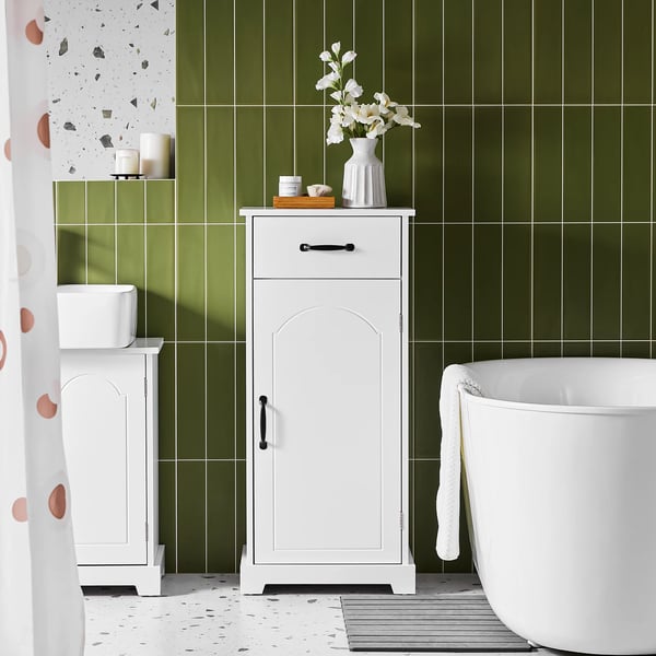 Kommode i træ - Smal skuffekommode - 42×30×93 cm - Selvmontering - Hvid