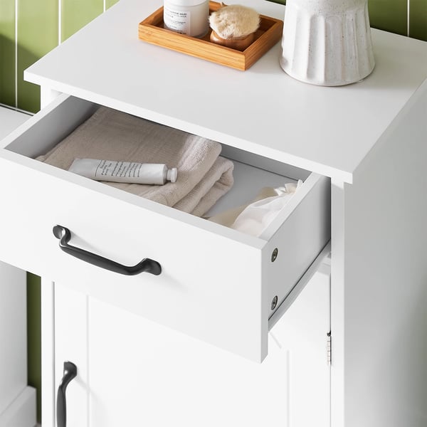 Kommode i træ - Smal skuffekommode - 42×30×93 cm - Selvmontering - Hvid
