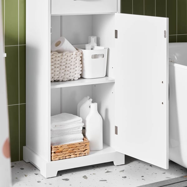Kommode i træ - Smal skuffekommode - 42×30×93 cm - Selvmontering - Hvid