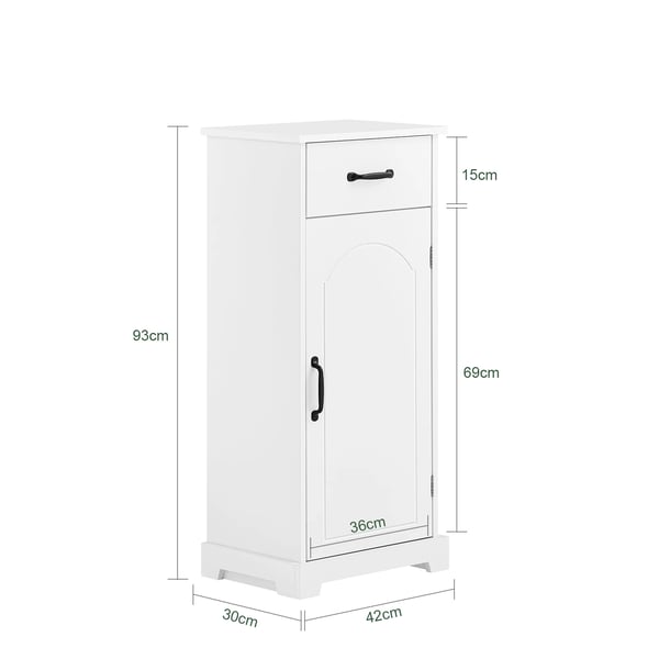 Kommode i træ - Smal skuffekommode - 42×30×93 cm - Selvmontering - Hvid