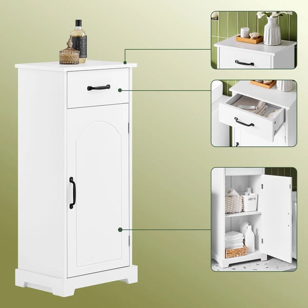 Kommode i træ - Smal skuffekommode - 42×30×93 cm - Selvmontering - Hvid