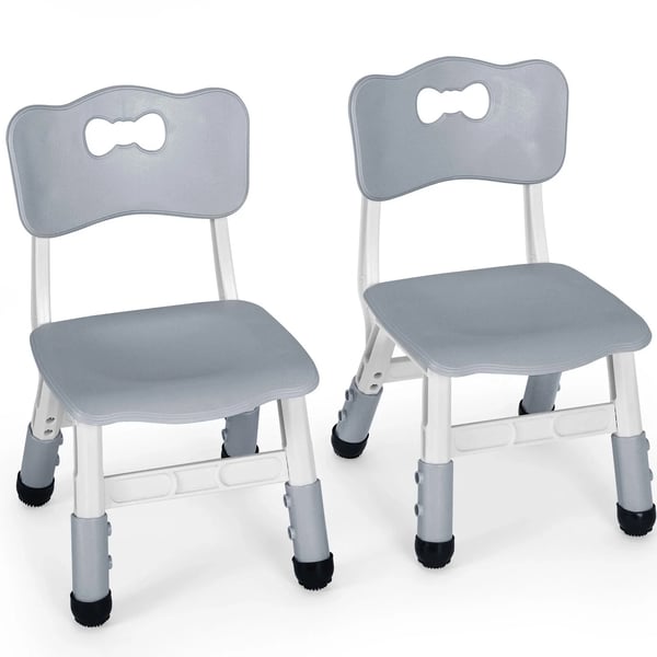Barnstolar - 2-pack - Höjdjusterbar 53–57 cm, 3 nivåer - Stapelbar - Halkskydd - Lätt att rengöra - Max 100 kg - Grå