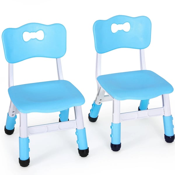 Barnstolar - Set 2-pack - 3 Höjdnivåer - Stapelbar - Halkskydd - Tvättbar - Max 100 kg - Blå