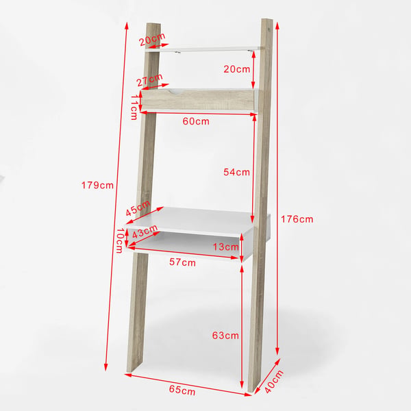 Bogreol med skrivebord - FRG111-WN - 65x176x40 cm - Reolsystem til stue - Samles selv - Multifarvet
