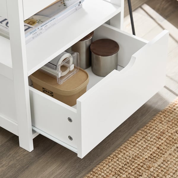 Yöpöytä / Sängynvieruspöytä - FRG258-II-W - 2 laatikkoa - Avohylly - 45×38×55 cm - Moderni marokkolainen tyyli - Valkoinen