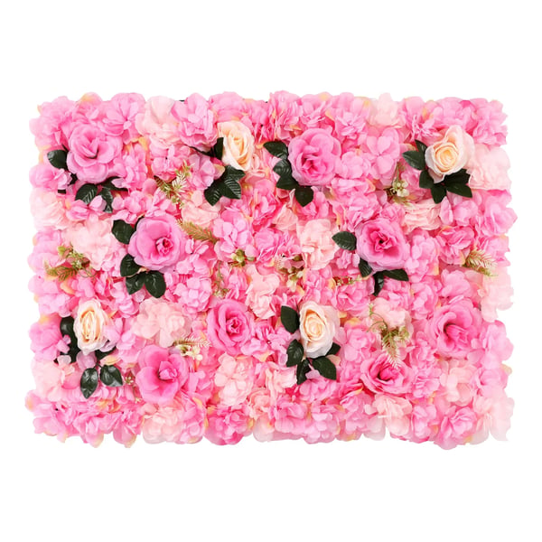 Blomster Vægpaneler - Baggrundspaneler Sæt 12 stk - 60×40 cm - Kunstblomster Plast - Bryllupsdekoration Udendørs - Pink