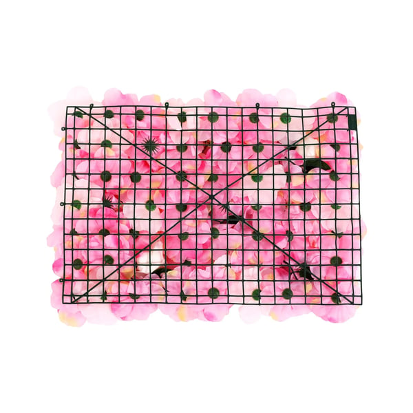 Blomster Vægpaneler - Baggrundspaneler Sæt 12 stk - 60×40 cm - Kunstblomster Plast - Bryllupsdekoration Udendørs - Pink