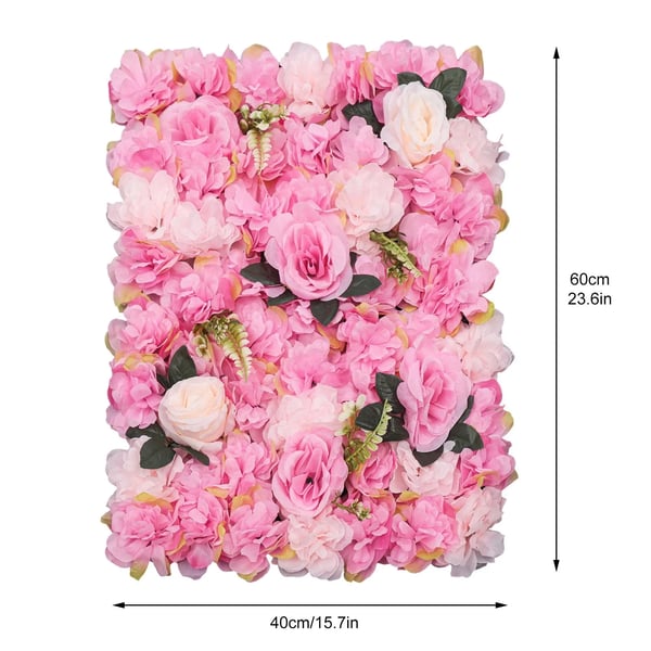 Blomster Vægpaneler - Baggrundspaneler Sæt 12 stk - 60×40 cm - Kunstblomster Plast - Bryllupsdekoration Udendørs - Pink
