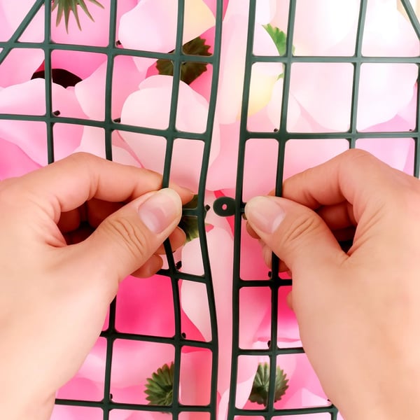 Blomster Vægpaneler - Baggrundspaneler Sæt 12 stk - 60×40 cm - Kunstblomster Plast - Bryllupsdekoration Udendørs - Pink
