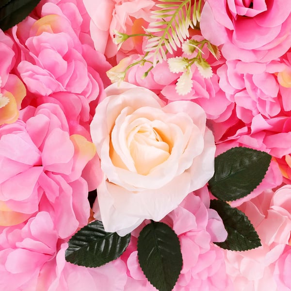 Blomster Vægpaneler - Baggrundspaneler Sæt 12 stk - 60×40 cm - Kunstblomster Plast - Bryllupsdekoration Udendørs - Pink