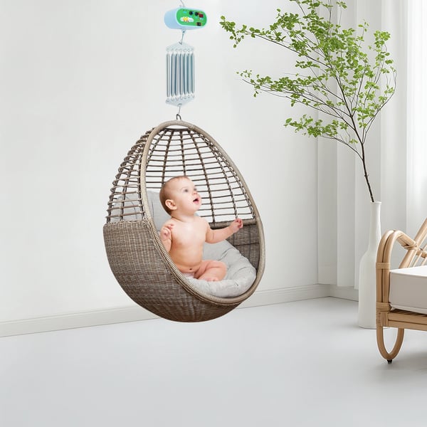 Styreenhed til gynge/vugge til baby eller kæledyr - Elektrisk styreenhed - Med 7 fjedre - Justerbare indstillinger - Nem montering - Armygrøn