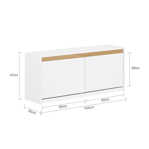 Kenkäpenkki FSR171-W - Kenkäteline istuimella - Säilytyspenkki - Mitat 104×47×30 cm - Valkoinen