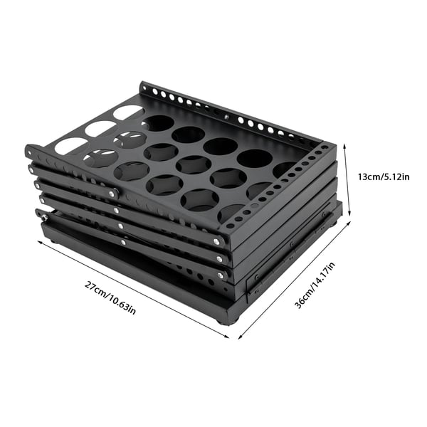 Brochurestander - A4 4 niveauer - Sammenklappelig - Til messe & udstilling - Magasinholder - 36x27x132 cm - Sort