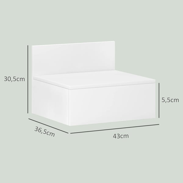 Väggmonterat Sängbord - 2‑pack Nattduksbord - Flytande Montering - 1 Låda - Trä - 43x36,5x30,5 cm - Vit