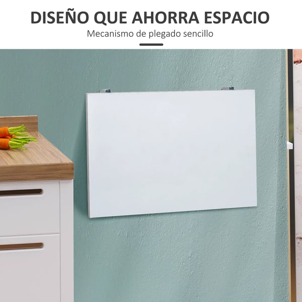 Vägghängt fällbord - Väggmonterat klaffbord - Trä - Rektangulär - Utrymmesbesparande - 60x40x20 cm - Vit