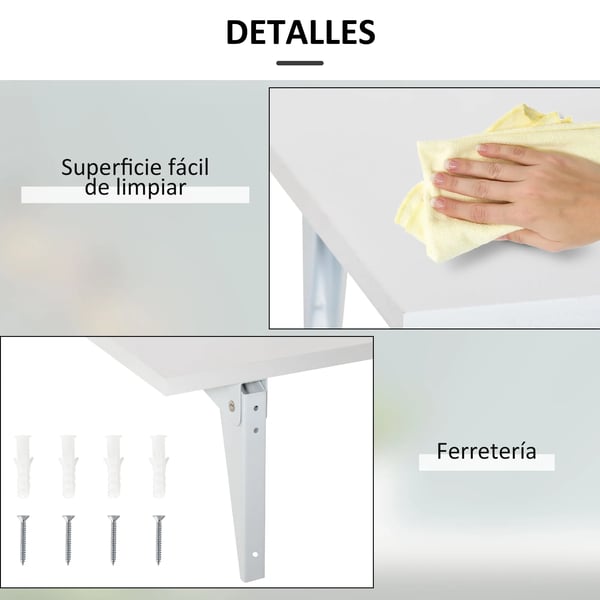 Vägghängt fällbord - Väggmonterat klaffbord - Trä - Rektangulär - Utrymmesbesparande - 60x40x20 cm - Vit