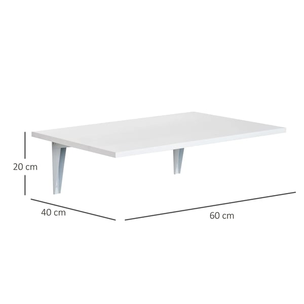 Vägghängt fällbord - Väggmonterat klaffbord - Trä - Rektangulär - Utrymmesbesparande - 60x40x20 cm - Vit