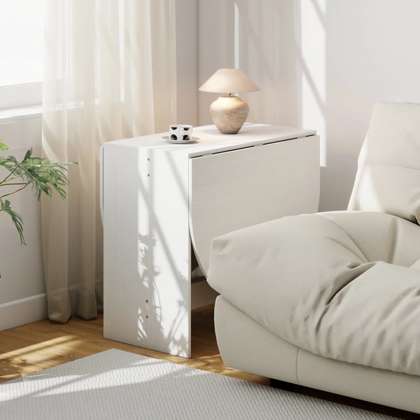 Matbord/Köksbord - Klaffbord - Ovalt - 163x80x75 cm - För 6 personer - Vit