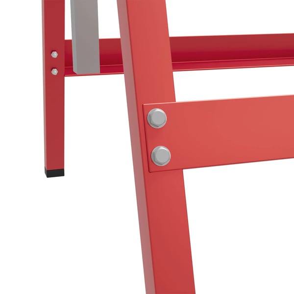 Set med 2 Sågbockar/Arbetsbockar - Hopfällbara - Höjdjusterbara 80–130 cm - Stål - 68x58 cm - Röd