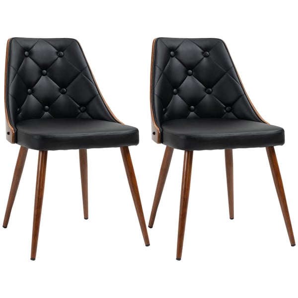 Matstolar 2-pack - Matsalsstolar - Konstläderklädsel - Stålben - Armstödslösa - Modern design - 50,5x59x82 cm - Svart