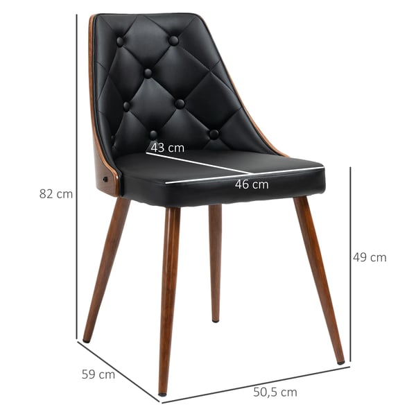 Matstolar 2-pack - Matsalsstolar - Konstläderklädsel - Stålben - Armstödslösa - Modern design - 50,5x59x82 cm - Svart