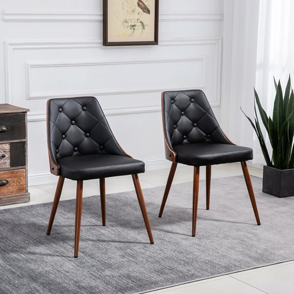 Matstolar 2-pack - Matsalsstolar - Konstläderklädsel - Stålben - Armstödslösa - Modern design - 50,5x59x82 cm - Svart