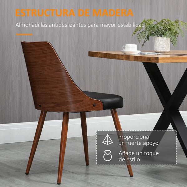 Matstolar 2-pack - Matsalsstolar - Konstläderklädsel - Stålben - Armstödslösa - Modern design - 50,5x59x82 cm - Svart