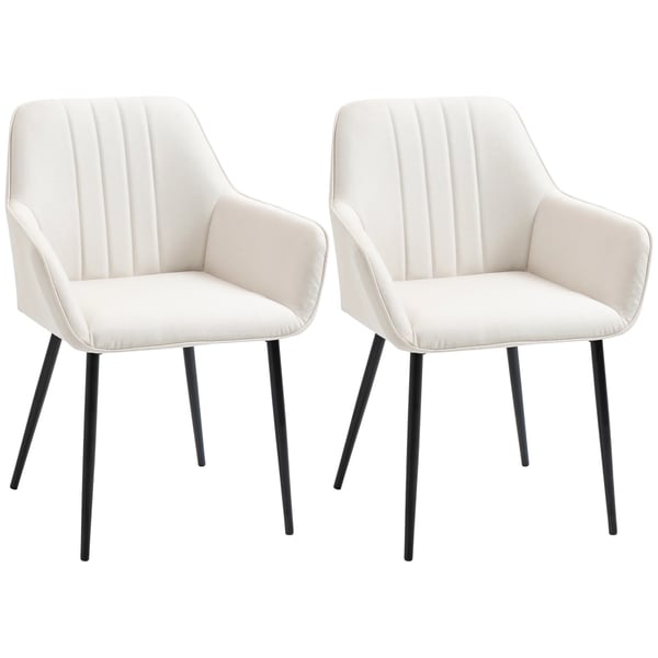 2-pack matstolar - Karmstolar - Tygklädsel - Metallben - 59,5x56,5x81 cm - Modern stil - Montering krävs - Vit