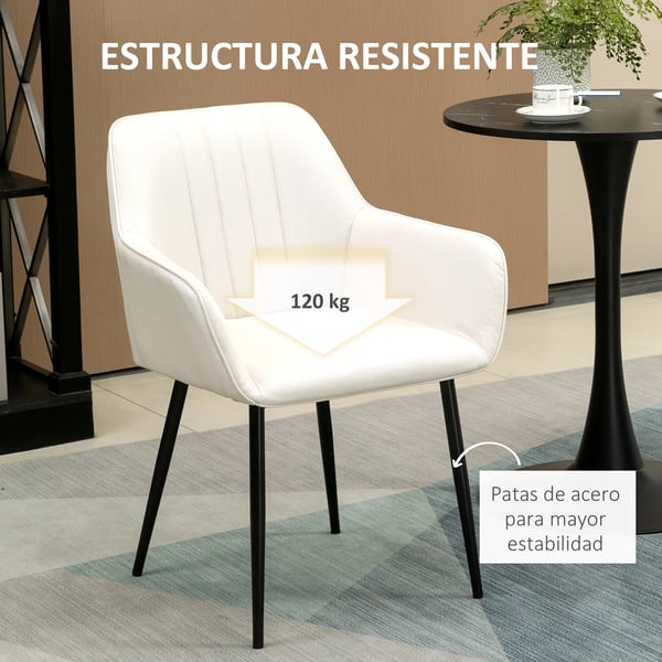 2-pack matstolar - Karmstolar - Tygklädsel - Metallben - 59,5x56,5x81 cm - Modern stil - Montering krävs - Vit