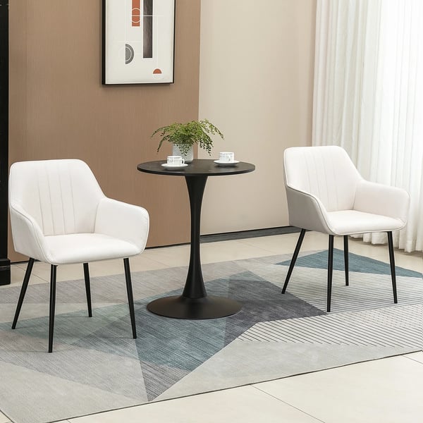 2-pack matstolar - Karmstolar - Tygklädsel - Metallben - 59,5x56,5x81 cm - Modern stil - Montering krävs - Vit