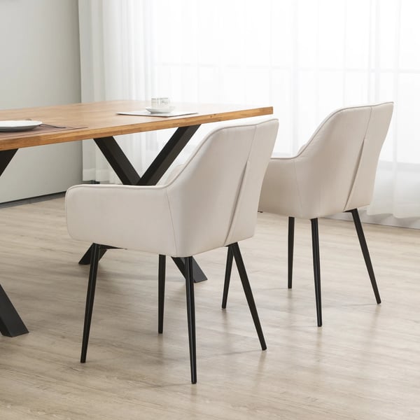 2-pack matstolar - Karmstolar - Tygklädsel - Metallben - 59,5x56,5x81 cm - Modern stil - Montering krävs - Vit
