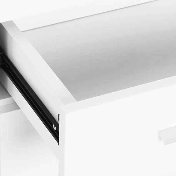 Skänk Sideboard - Vardagsrumsskåp - 2 Dörrar, 2 Lådor, Justerbar Hylla, 106x35x76 cm, Trä, Modern Stil - Vit