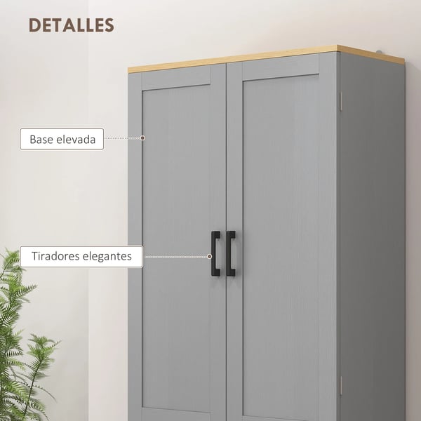 Köksskåp - Förvaringsskåp - 4 Dörrar - Justerbara Hyllor - 60x30x171 cm - Trä - Modern Stil - Ljusgrå