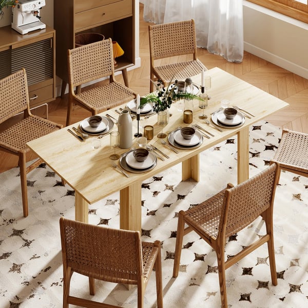 Matbord - Utdragbart rektangulärt bord - Modern minimalistisk - Trä - 180x90x75 cm - Montering krävs