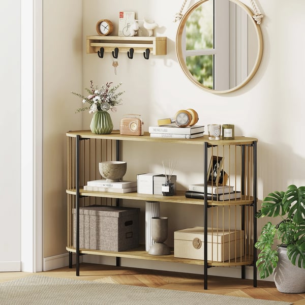 Konsolbord - Hallbord - Modern Minimalistisk Stil - Trä - Rektangulär - Utan Lådor - 124 x 43,5 x 80 cm - Choklad