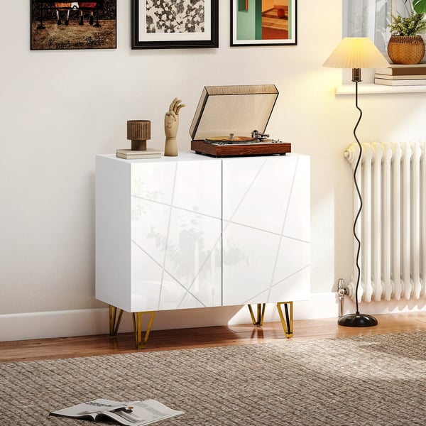 Vardagsrumsskåp - Sideboard/Skänk - 2 Dörrar - Justerbara Hyllor - 80x40x75 cm - Trä - Modern Minimalistisk - Montering Krävs - Vit