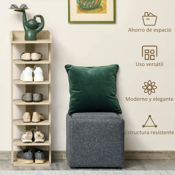 Skoställ - Skohylla - Smal - 7 Nivåer - För 6 Par - 32×30×104 cm - Trä - Natur