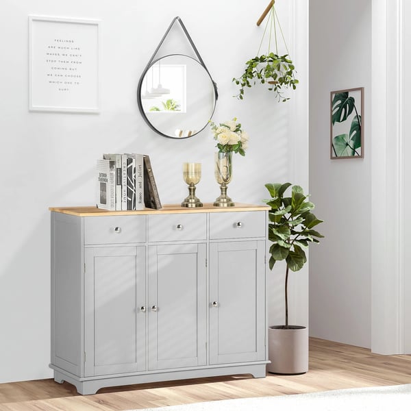 Skänk - Förvaringsskåp - Modern Minimalistisk - Trä - 101x40x85 cm - Montering Krävs - Ljusgrå