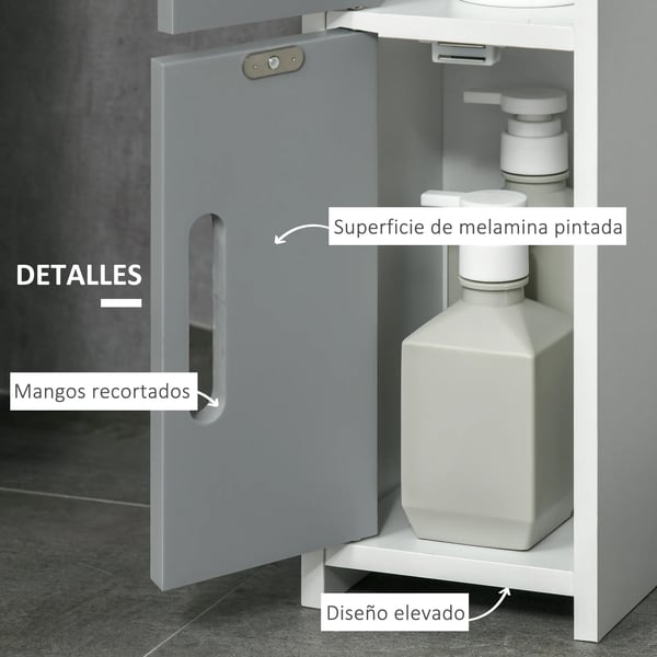 Badrumshögskåp - Förvaringsskåp - 3 Dörrar - 3 Hyllor - Fristående - 15×17×120 cm - Modern design - Vit