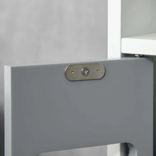 Badrumshögskåp - Förvaringsskåp - 3 Dörrar - 3 Hyllor - Fristående - 15×17×120 cm - Modern design - Vit