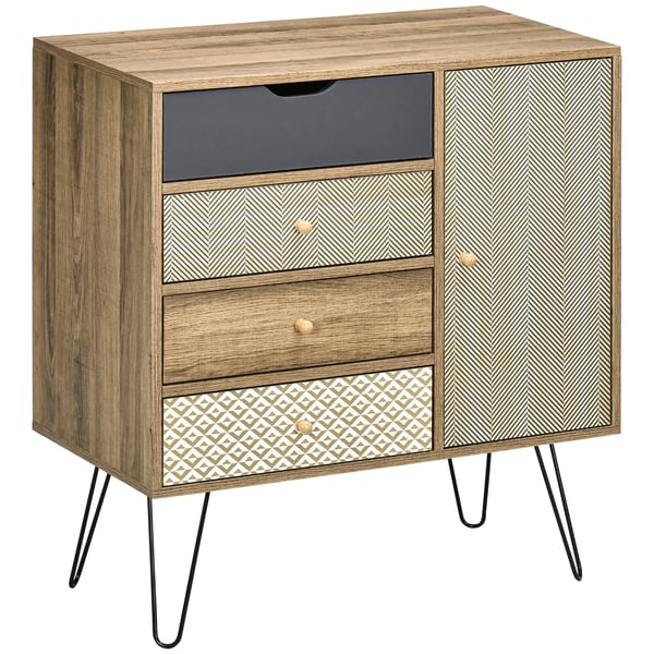 Byrå - 4 lådor - Trä - Modern marockansk stil - 79x39x86 cm - För vardagsrum - Kaffebrun