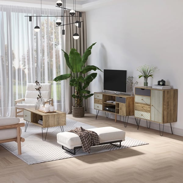 Byrå - 4 lådor - Trä - Modern marockansk stil - 79x39x86 cm - För vardagsrum - Kaffebrun