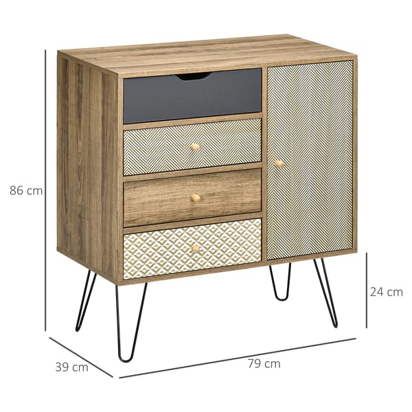 Byrå - 4 lådor - Trä - Modern marockansk stil - 79x39x86 cm - För vardagsrum - Kaffebrun