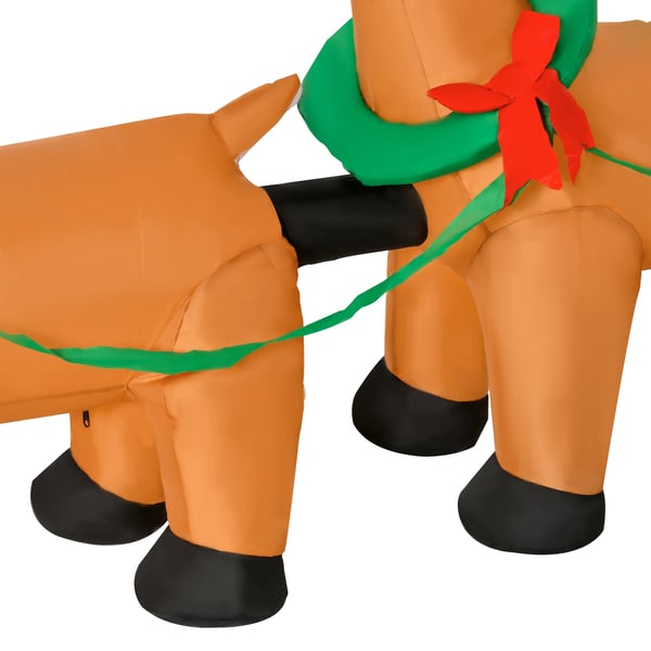 Jultomte med släde och renar - Uppblåsbar julprydnad - LED-ljus - För utomhusbruk - 240×57×112 cm - Inbyggd fläkt - EU-kontakt - CE - Flerfärgad