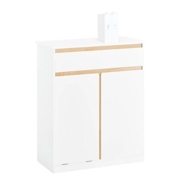 BZR79 - Badeværelsesskab - Indbygget Vasketøjskurv - Skuffe - Dør Med Vippefunktion - 71×33×85 cm - Samleselv - Hvid