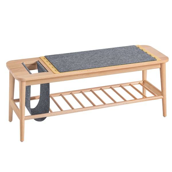 Skobänk - HFSR02-N Sittbänk - Med Förvaring - För Hall och Sängände - Ca 110 x 44 x 37 cm - Mörk Khaki