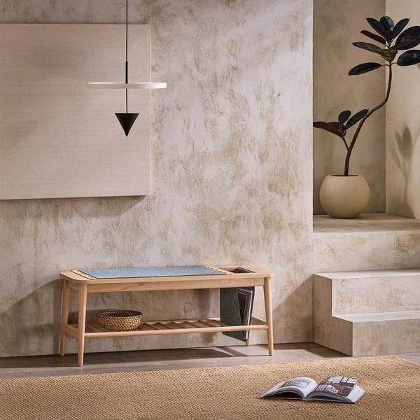Kenkäpenkki - HFSR02-N Istuinpenkki - Säilytystilalla - Eteiseen ja sängyn jalkopäähän - Noin 110 x 44 x 37 cm - Tumman khaki